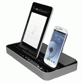 Ipega Charging Dock with Speaker for iPhone/iPad/iPod and Samsung - PG-IP115 - Silver - 1