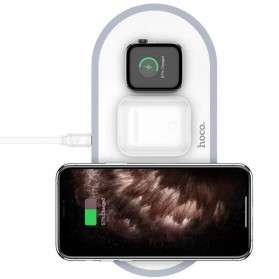 Hoco Fast Wireless Charger Pad 3 in 1 Smartphone Airpods Apple Watch - CW24 - White - 4