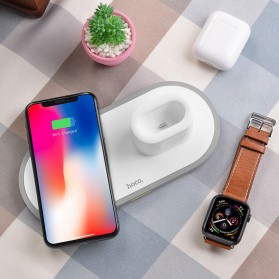 Hoco Fast Wireless Charger Pad 3 in 1 Smartphone Airpods Apple Watch - CW21 - White - 5