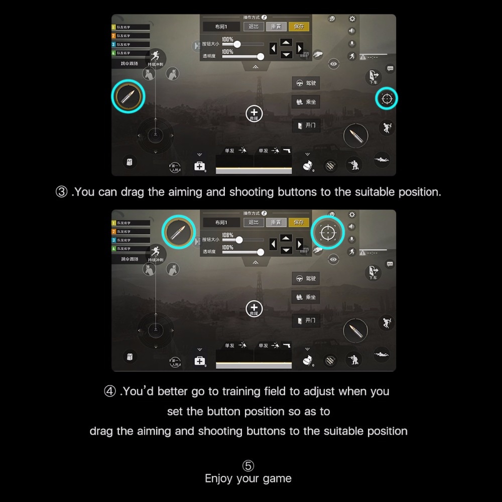 Rock Tombol Trigger Aim Touchpad L1 R1 For Battle Royale PUBG