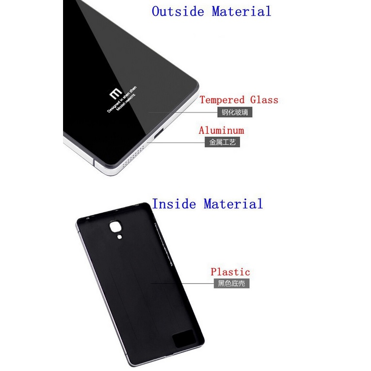 Aluminium Tempered Glass Hard Case for Xiaomi Redmi 1s Silver Black 4 .