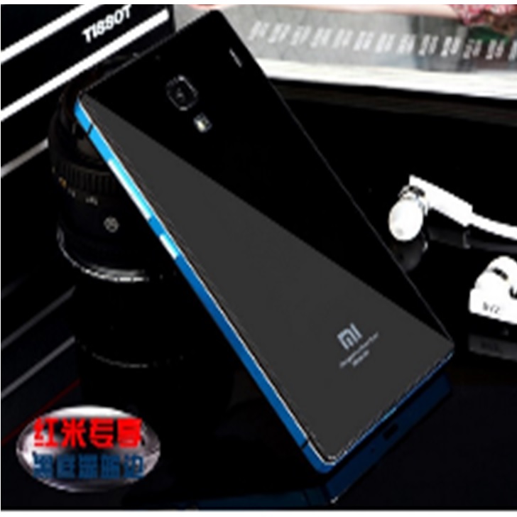 ... Aluminium Tempered Glass Hard Case for Xiaomi Redmi Note 2 - Black Blue - 2 ...