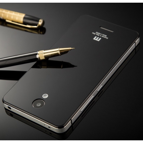 ... Aluminium Tempered Glass Hard Case for Xiaomi Redmi Note 2 - Black/Silver - 1 ...