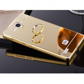 Aluminium Bumper with Mirror Back Cover for Xiaomi Redmi Note - Golden · Product Image
