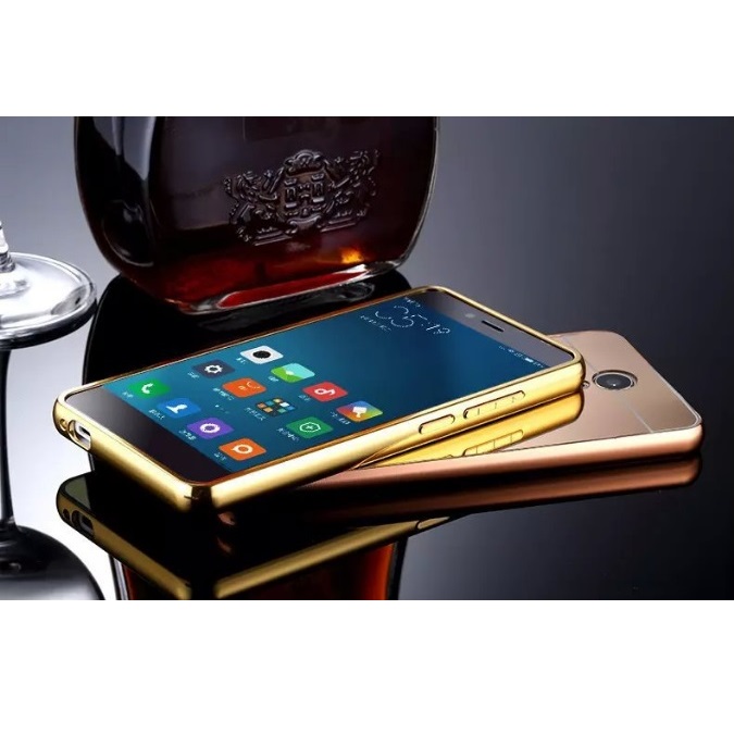 ... Aluminium Bumper with Mirror Back Cover for Xiaomi Redmi Note 2 - Black - 3 ...