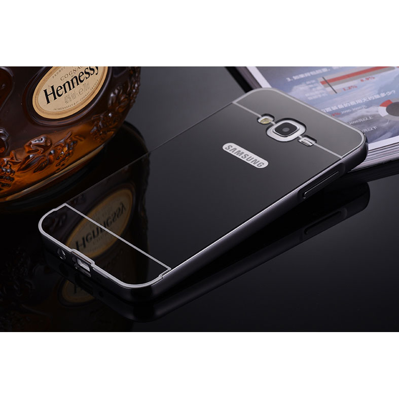 ... Aluminium Bumper Hardcase with Mirror Back Cover for Samsung Galaxy J7 2015 - Black - 1 ...