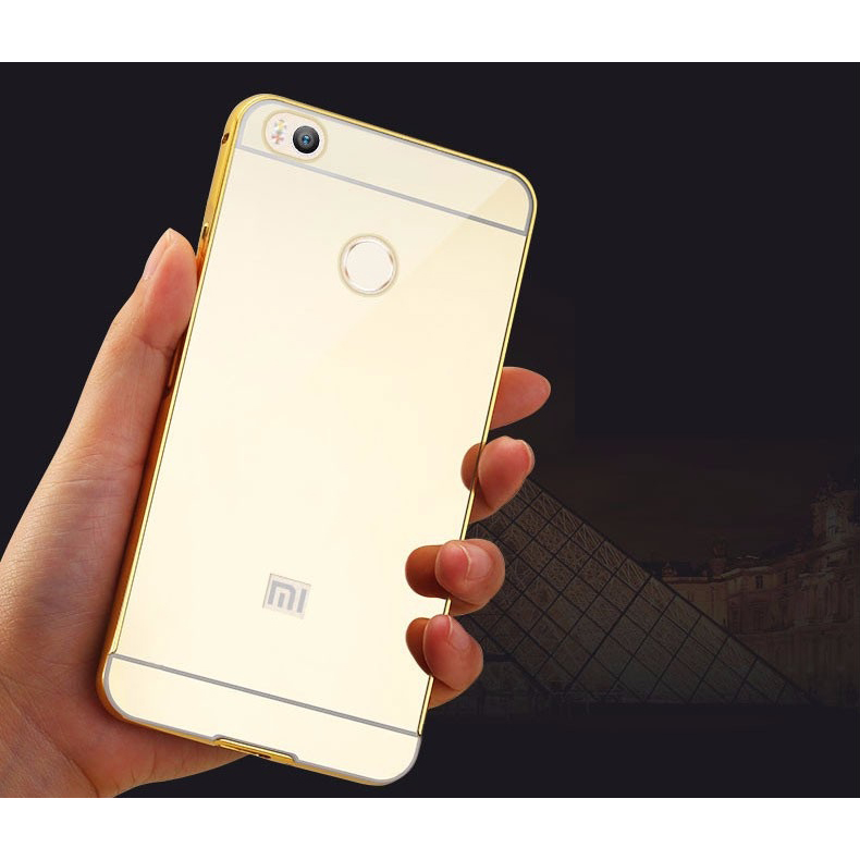 ... Aluminium Bumper with Mirror Back Cover for Xiaomi Mi4s - Golden - 4 ...