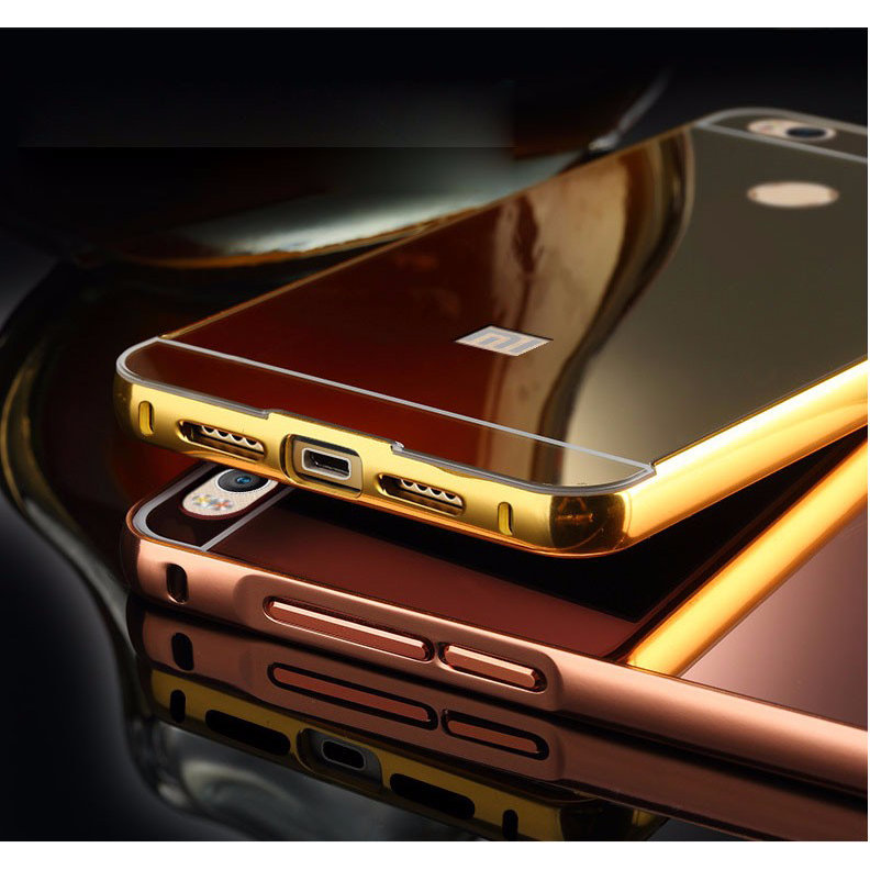 ... Aluminium Bumper with Mirror Back Cover for Xiaomi Mi4s - Golden - 6 ...