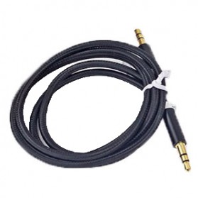 HiFi Gold Plated Kabel Audio AUX Nylon Audio Beats 3.5 mm to 3.5 mm - Black