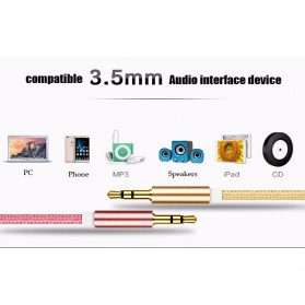 HiFi Gold Plated Kabel Audio AUX Nylon Audio Beats 3.5 mm to 3.5 mm - Black - 6