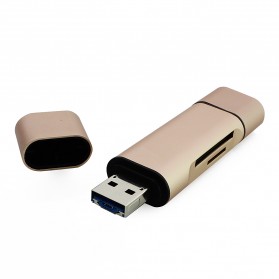 Crouch OTG 3 in 1 Smart Card Reader USB 3.0 Type C Combo - US170 - Golden - 5