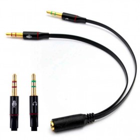 Taffware Splitter Audio Jack 3.5mm Female ke Dual 3.5mm Male HiFi (Mic+Hear) - L43 - Black