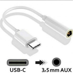 USB Type C 3.1 to 3.5 mm Audio Jack Converter - L41 - White