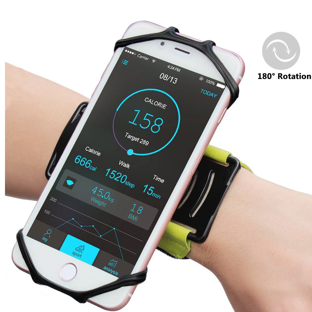 Wristband Smartphone Holder 180 Degree Rotatable Black
