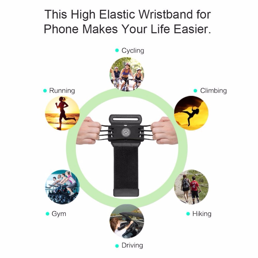 Wristband Smartphone Holder 180 Degree Rotatable - Black - 7