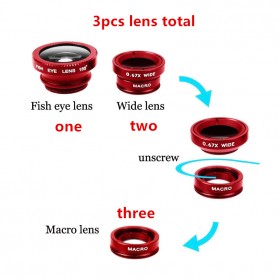 Lensa Smartphone 3 in 1 Fisheye Macro Wide Angle Lens - Black - 2