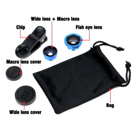 Lensa Smartphone 3 in 1 Fisheye Macro Wide Angle Lens - Black - 4
