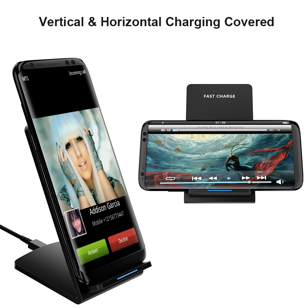 Floveme Qi Wireless Charger Stand for Smartphone - Black - 4 .