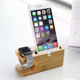 Bamboo Smartphone Stand Holder & Apple Watch Dock - 1