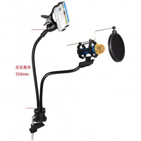 Fleksibel Stand Mikrofon dan Lazypod Smartphone Holder Universal - NB-22 - Black