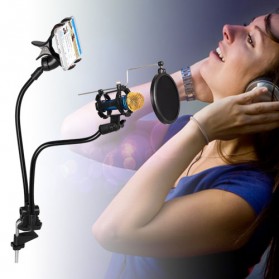 Fleksibel Stand Mikrofon dan Lazypod Smartphone Holder Universal - NB-22 - Black - 5
