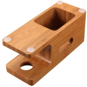Creative Bamboo Smartphone Stand Holder & Apple Watch Dock - Brown - 5