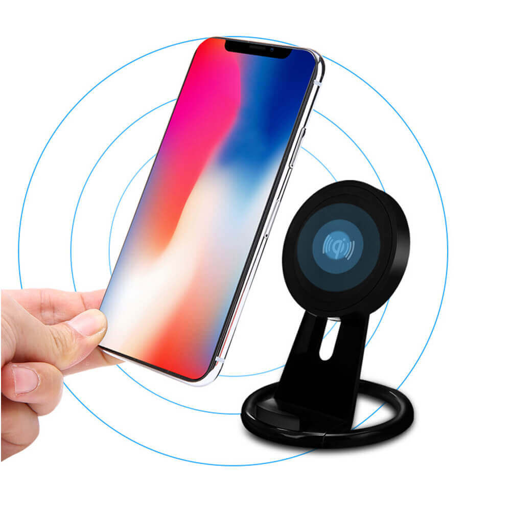 Magnetic Qi Wireless Charger 5V 1A with Stand Function - Black