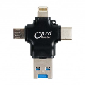 Y-DISK OTG Card Reader 4 in 1 Lightning + Micro USB + USB Type C - CR125 - Black - 1