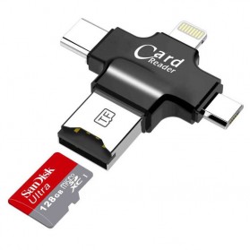 Y-DISK OTG Card Reader 4 in 1 Lightning + Micro USB + USB Type C - CR125 - Black - 2