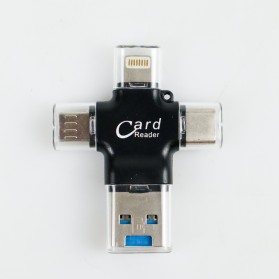 Y-DISK OTG Card Reader 4 in 1 Lightning + Micro USB + USB Type C - CR125 - Black - 3