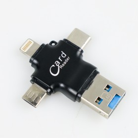 Y-DISK OTG Card Reader 4 in 1 Lightning + Micro USB + USB Type C - CR125 - Black - 4