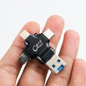 Y-DISK OTG Card Reader 4 in 1 Lightning + Micro USB + USB Type C - CR125 - Black - 5