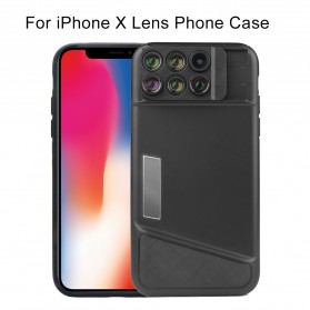 Lens Case 6 in 1 Fisheye Macro Wide Angle for iPhone X - Black