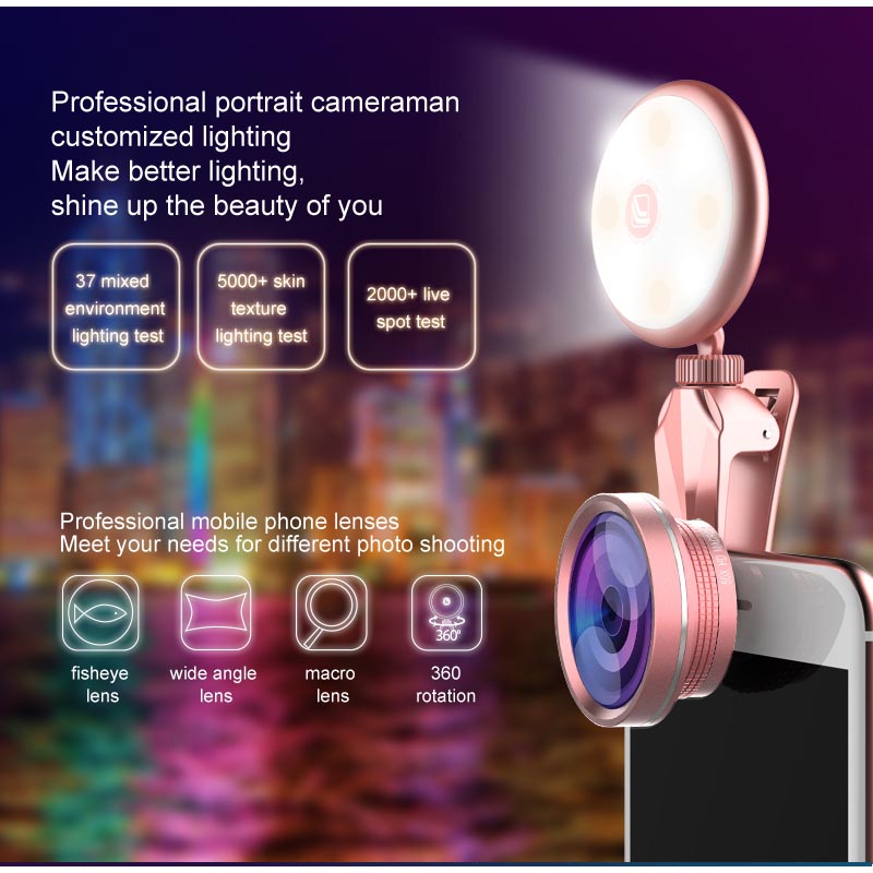 Next Lensa Clip On Phone Selfie 8 Led Flash Light Lamp 