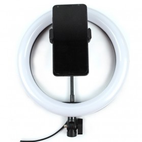 TaffSTUDIO Centechia Lampu Halo Ring Light LED Selfie 128 LED 26cm - RL-20 - Black - 2