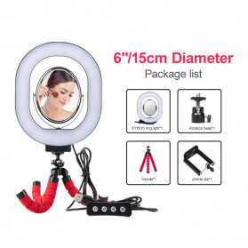 Yizhestudio Lampu Halo Ring Light LED Selfie 6 Inch with Tripod + Clamp - YZ-800 - Black