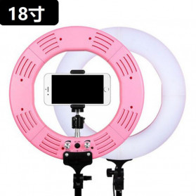 Travor Lampu Halo Ring Light Kamera 448 LED 18 Inch with Smartphone Holder - RL-18 - Pink - 1
