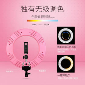 Travor Lampu Halo Ring Light Kamera 448 LED 18 Inch with Smartphone Holder - RL-18 - Pink - 2