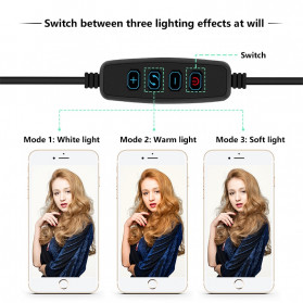 TaffSTUDIO Lampu Halo Ring Light Kamera 120 LED 24W 26cm with Smartphone Holder - RL-22 - Black - 11