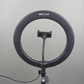 TaffSTUDIO Lampu Halo Ring Light Curve LED Selfie 120 LED 10 Inch with Smartphone Holder + Tripod 190cm - RL-129 - Black - 4