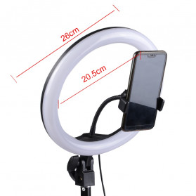 TaffSTUDIO Lampu Halo Ring Light Curve LED Selfie 120 LED 10 Inch with Smartphone Holder + Tripod 190cm - RL-129 - Black - 12