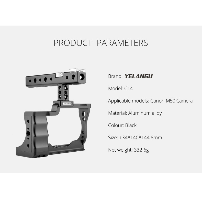 yelangu camera cage rig handle stabilizer vlog kit for canon eos m50 c10 black jakartanotebook com