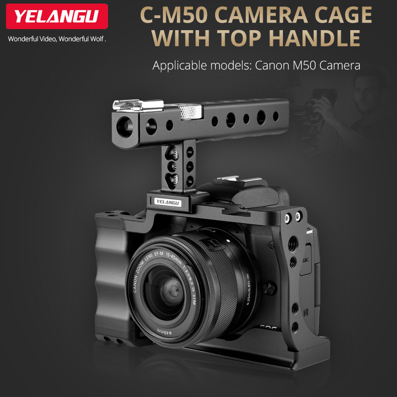 yelangu camera cage rig handle stabilizer vlog kit for canon eos m50 c10 black jakartanotebook com