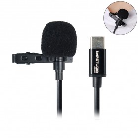 TaffSTUDIO Microphone Clip-on USB Type C Lavalier for Smartphone / Tablet - JH-042 - Black