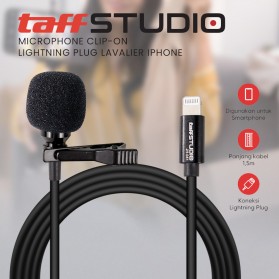 TaffSTUDIO Microphone Clip-on Lightning Plug Lavalier iPad iPhone - JH-041 - Black