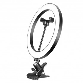 TaffSTUDIO Lampu Halo Ring Light Clip LED Kamera 26 cm with Smartphone Holder - RL-39 - Black