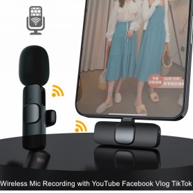 ONEDERY Wireless Lavalier Lapel Microphone Vlogger Podcast Live Interview USB Type C - ODR08 - Black