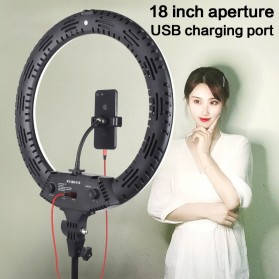 QIAO DA Lampu Halo Ring Light Kamera 416 LED 65W 18 Inch with Smartphone Holder - KY-BK416 - Black