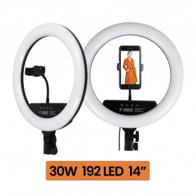 B-Light Lampu Halo Ring Light LED Kamera 30W 192 LED 14 Inch with 1 Smartphone Holder - F-360S - White