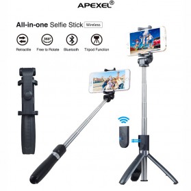 APEXEL Tongsis Selfie Tripod Mini dengan Bluetooth Shutter - APL-L01 - Black